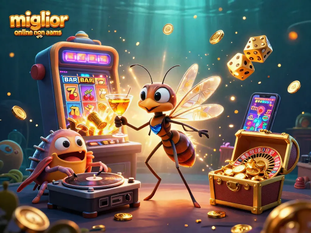 Giocare nei migliori casino online non AAMS con grinta e divertimento, esplosa da una slot machine e croupier affascinanti.