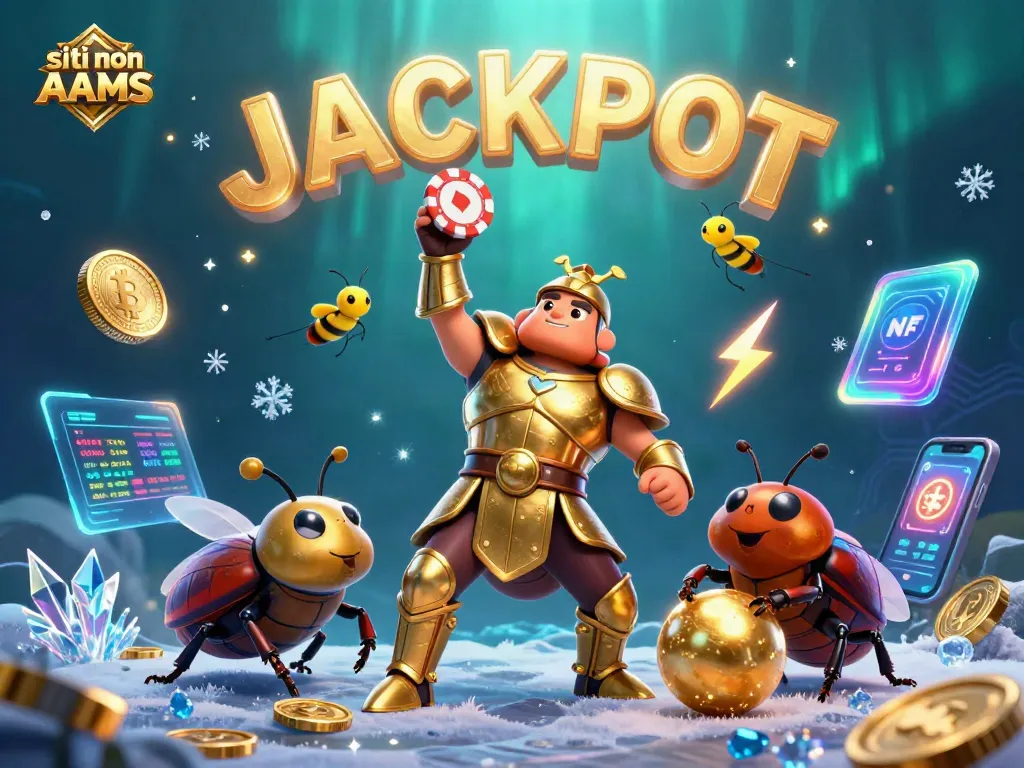 I migliori siti non AAMS presentano un'illustrazione di un coleottero in armatura dorata vincente nel gioco d'azzardo.