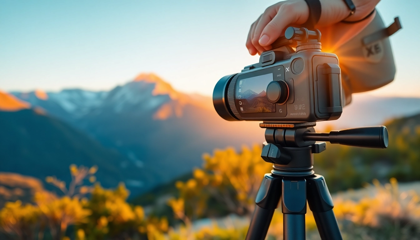 Capture stunning scenery with the Insta360 X5 camera displayed on a tripod.