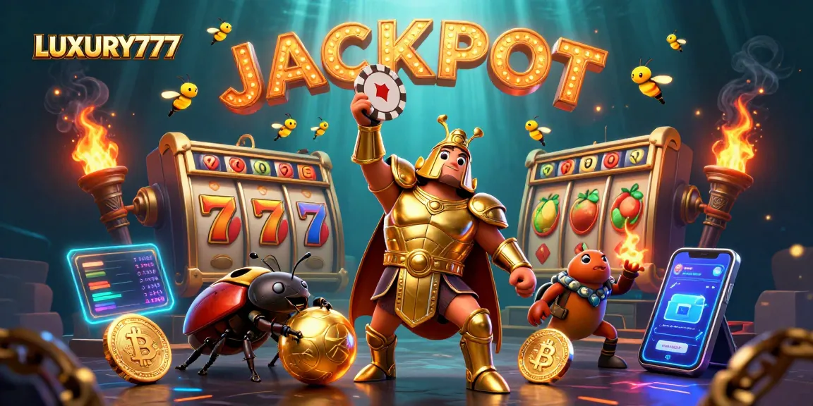 Menangkan jackpot besar di LUXURY777 dengan gambar 3D kartun mengesankan dari karakter kasino.