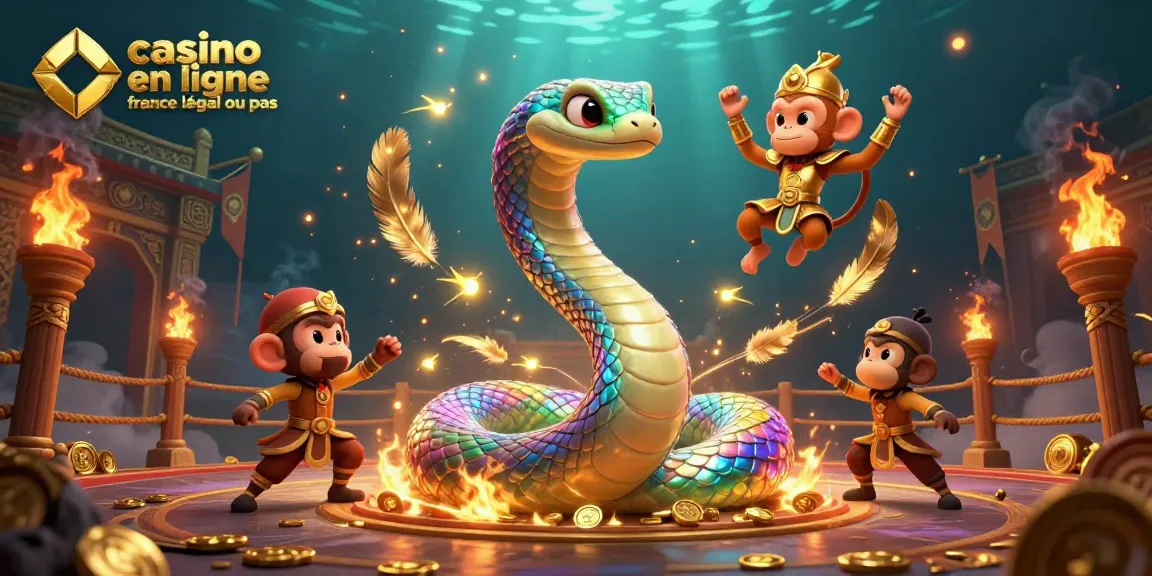 Visualisez le monde du casino en ligne France légal ou pas avec une scène dynamique de jeu, où des personnages éblouissants interagissent autour de jetons d'or.