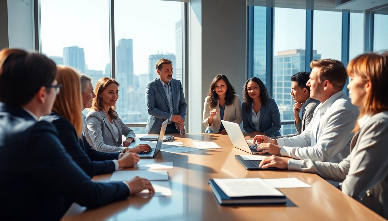 Team analyzing Federal and State contracts in a bright, modern office setting.