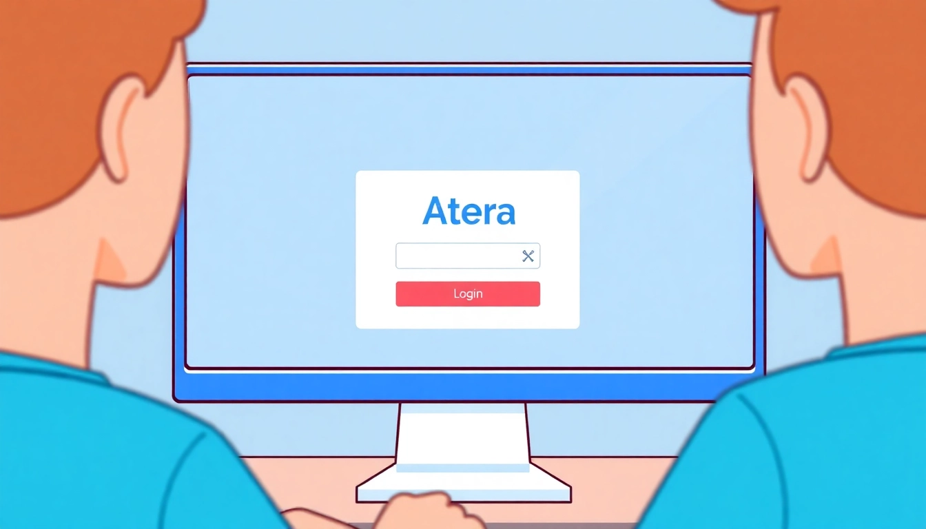 Atera login screen displayed on a computer as a user securely signs in.