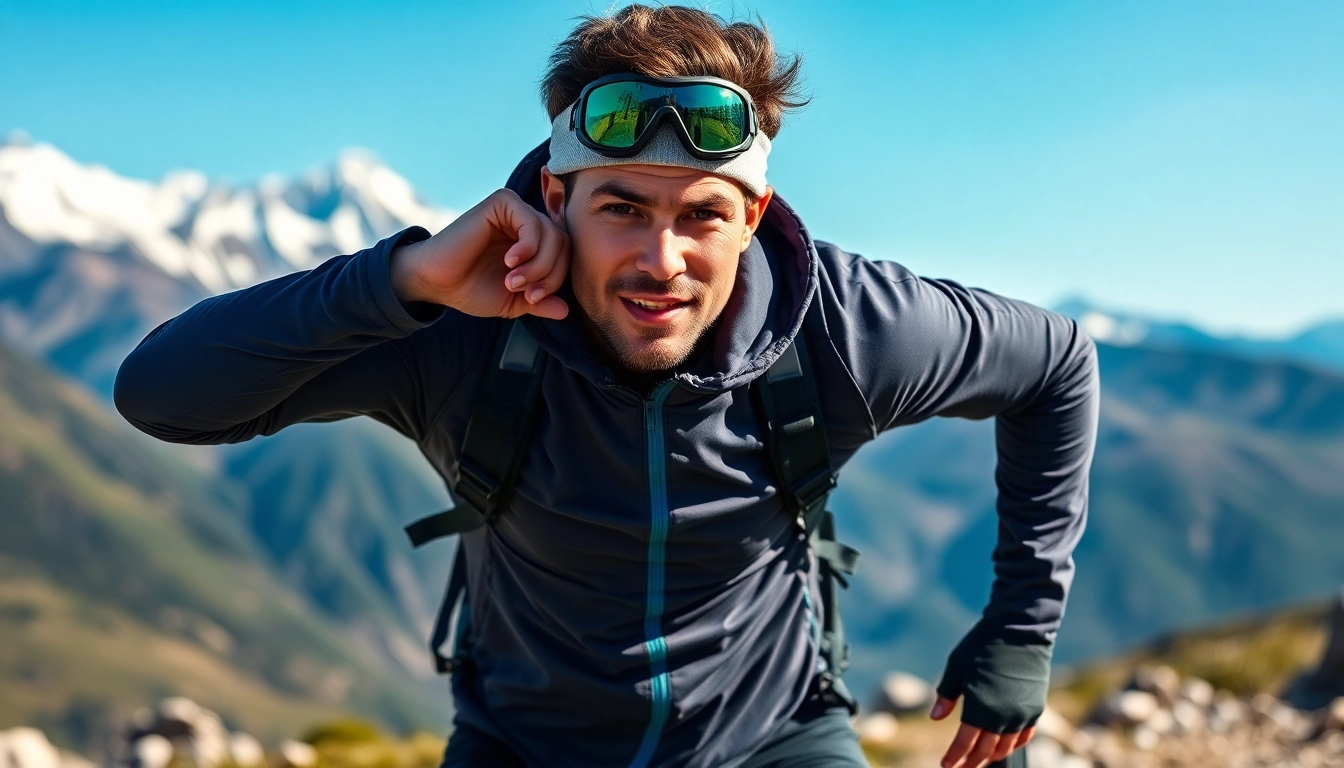 Todo deporte Betanzos, atleta activo luciendo ropa deportiva en un entorno natural vibrante.
