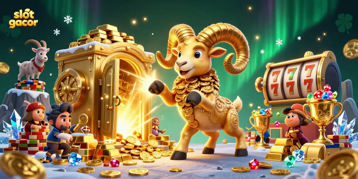 Experience thrilling slot gacor action with this vibrant illustration featuring dynamic gold elements and casino symbols.
