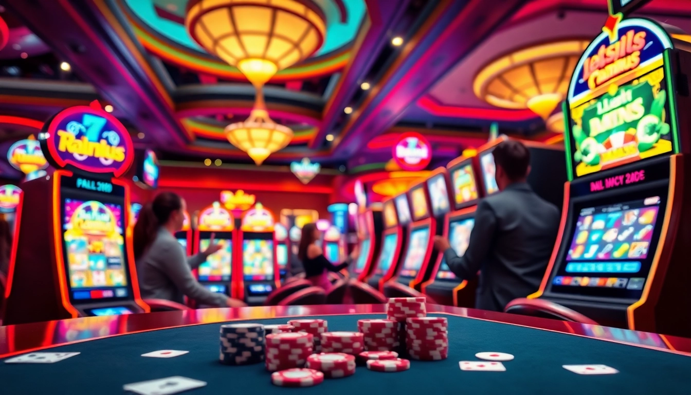 Players winning on link slot gacor in an exciting casino setting with colorful slot machines.