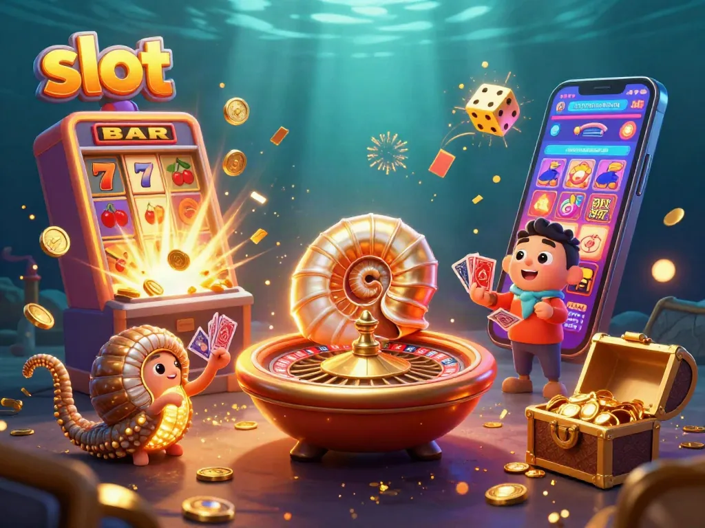 Spin the slot and win with a vibrant casino-themed 3D illustration featuring a jackpot explosion.