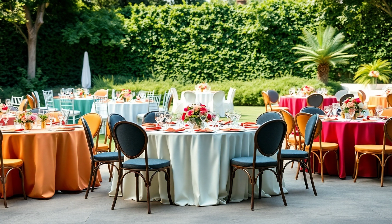 Showcase of Table & Chair Rentals arranged elegantly for an outdoor event.