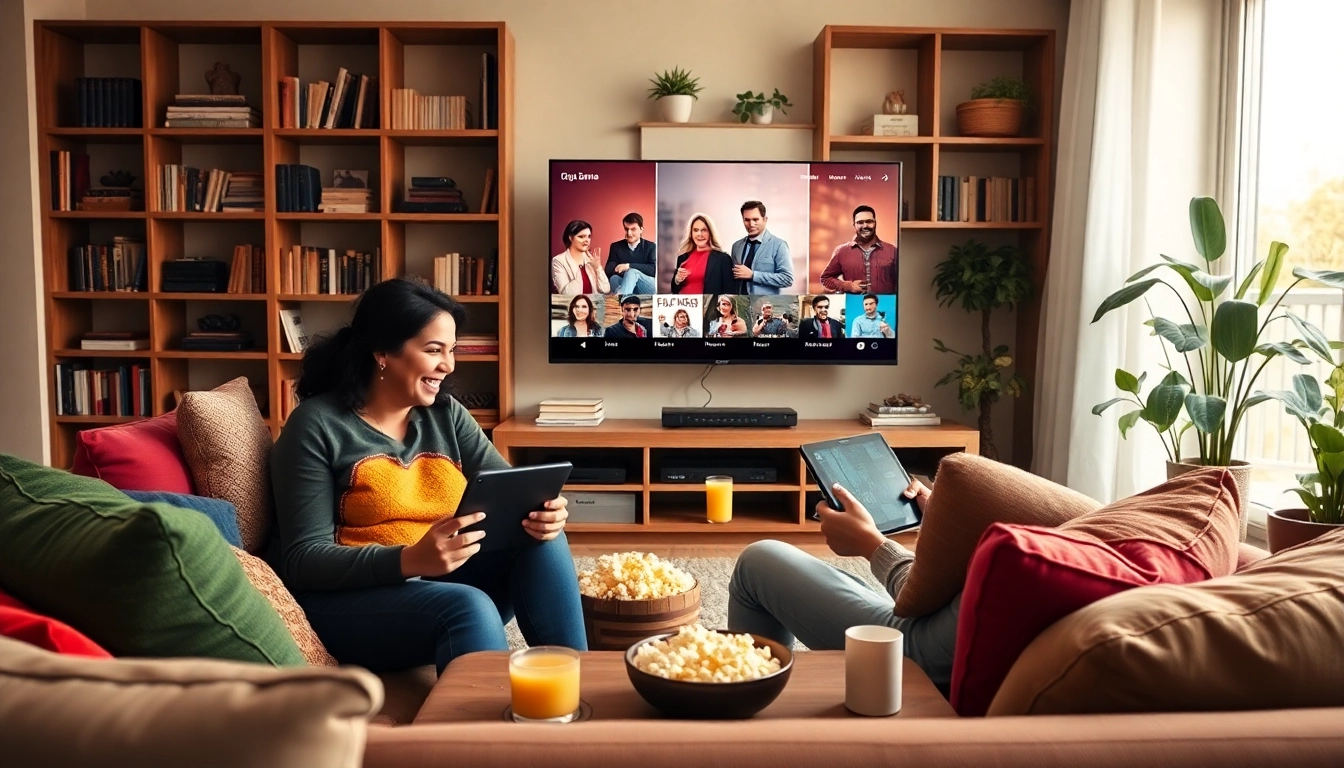 Enjoy watching TV series online free in a cozy living room setup.