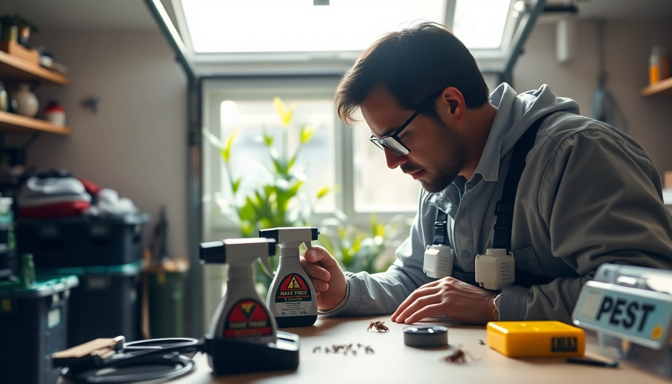 Pest control technician identifying bugs for a nearby bug control company ensuring a pest-free environment.