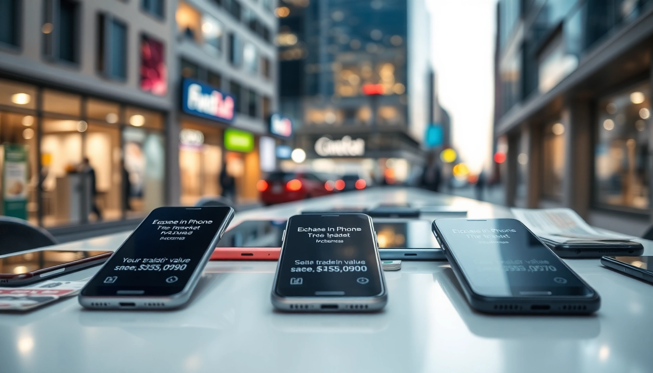 Sell phone cash Benton AR services prominently displayed with various smartphones and cash in a vibrant setting.