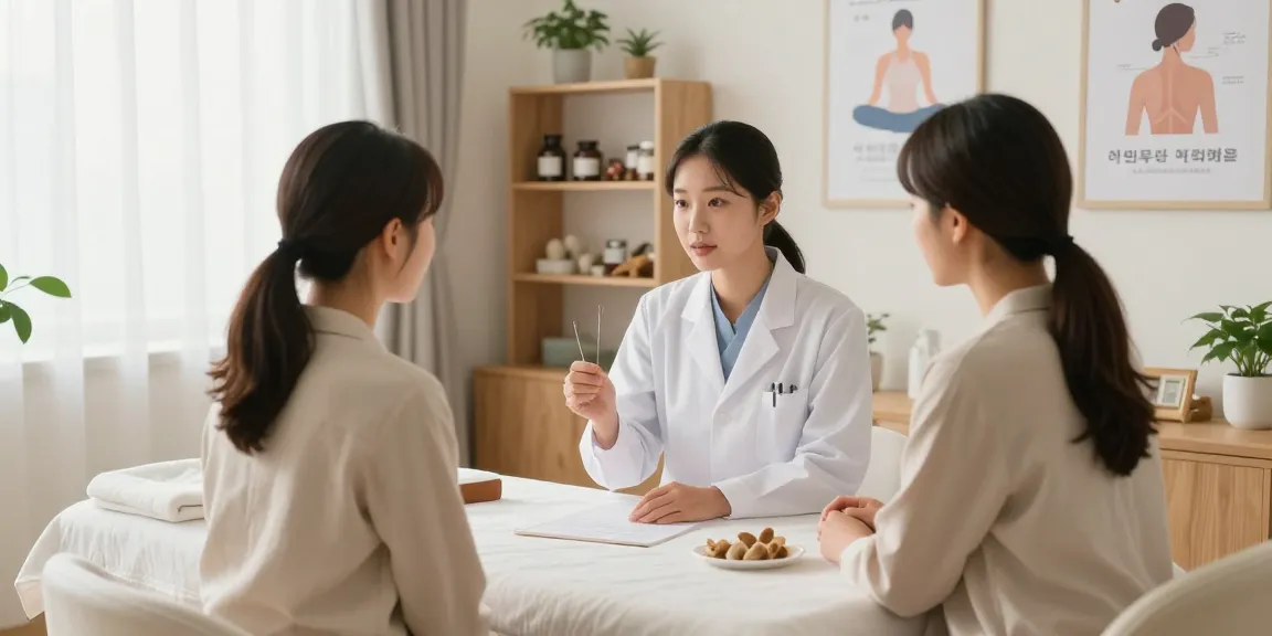 Patient consultation at 수원한의원 with professional care and herbal medicine.