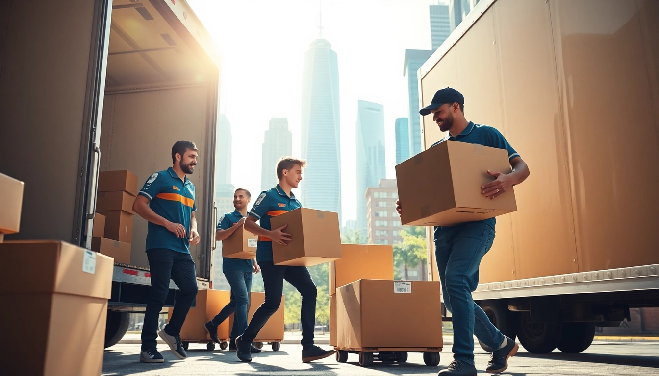 Efficient business movers packing up an office for relocation.