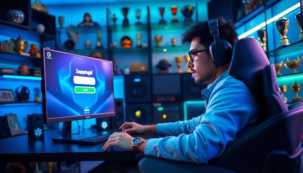 Masuk ke sayaptogel login dengan gamer yang terfokus pada permainan