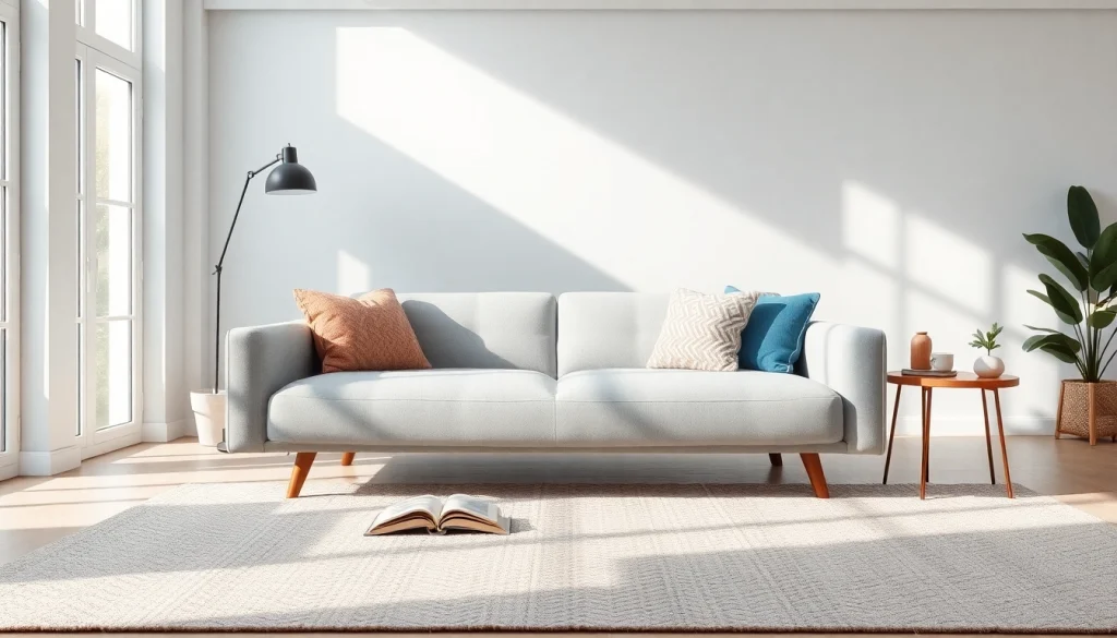 Sofa beds set in a modern living room with cozy decor and sunlit ambiance.