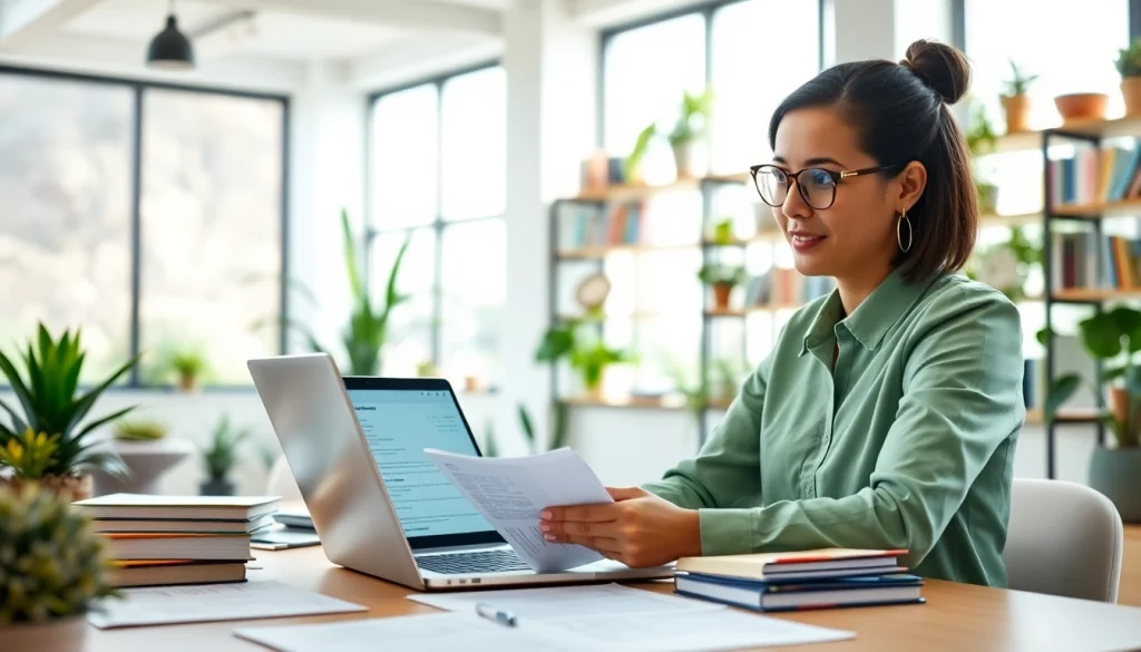 Translate documents efficiently at https://www.elitetranslingo.com in a modern, well-lit office.