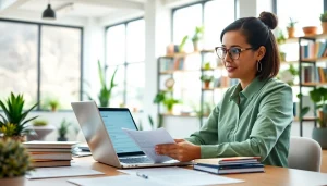 Translate documents efficiently at https://www.elitetranslingo.com in a modern, well-lit office.