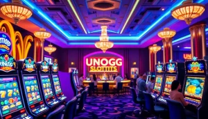 Menangkan jackpot di Unogg slot game dengan suasana kasino yang menegangkan.