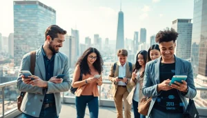 Showcasing Technology through diverse interactions in an urban environment.