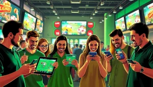 Engaged bettors using the best sports betting sites in Mexico in a lively sports bar setting.