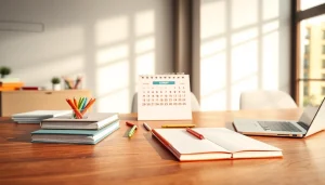 Showcasing vibrant office stationery uk in a modern workspace for productive environments.