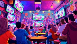 스포츠중계 경기를 즐기는 다양한 팬들의 모습을 담은 장면