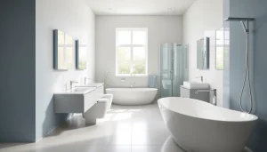 Stimming neues Badezimmer mit Sonni Sanitär Badprodukten in elegantem Design.