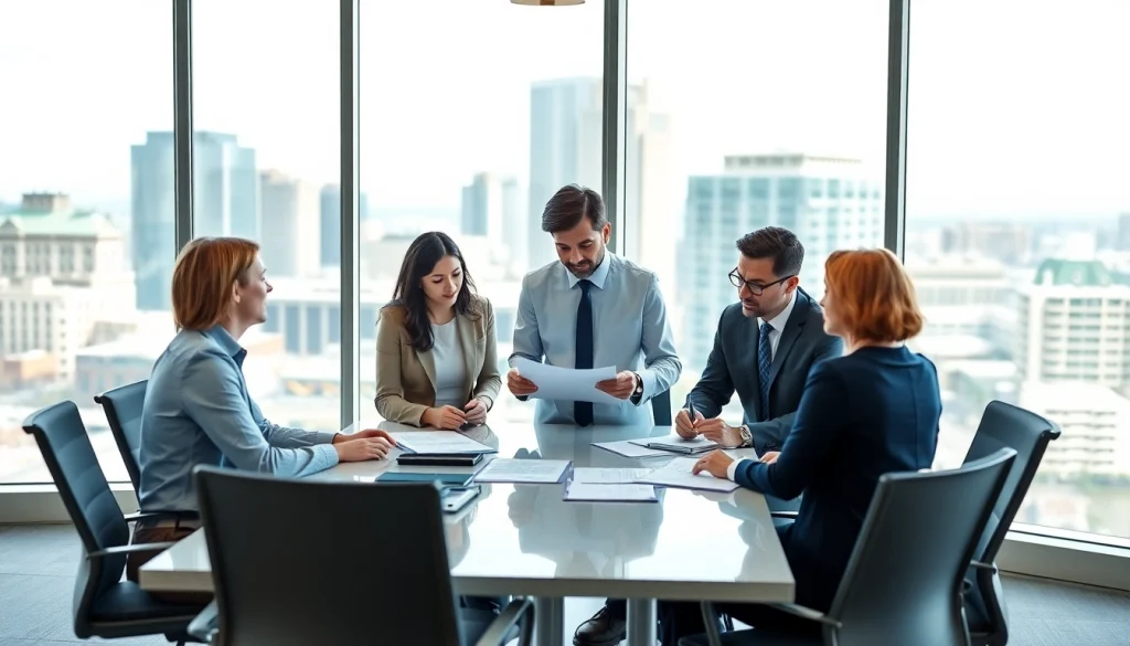 Clients receiving expert advice on wealth management San Antonio in a modern office setting.