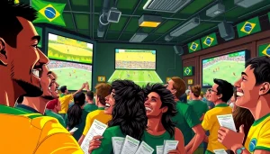 Experience the excitement of sports betting Brazil in a vibrant sports bar setting.
