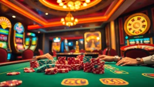 Experience the thrill of casino gaming at nhà cái 888b with vibrant tables and excited players.