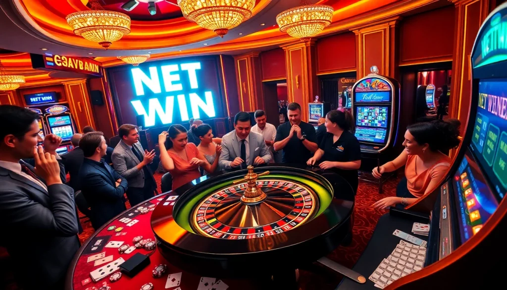 Experience the excitement of net win at a dynamic casino with roulette and slot machines.