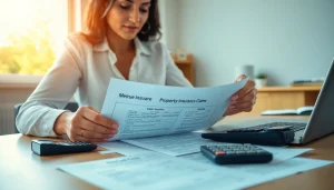 Analyze Property Insurance Claims documents with a focused professional at a bright desk.