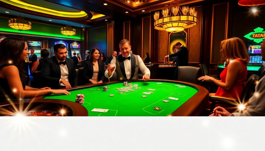 Thrilling casino action at Thabet featuring a lively poker table and roulette wheel.