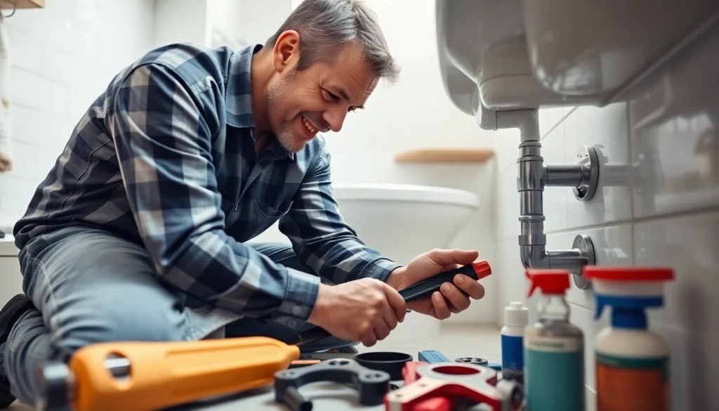 Plumber providing emergency service for leaks at https://speedyservicestoday.com.au, showcasing expertise and tools.