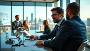 Crisis management consultant leading a strategic discussion in a professional office setting.