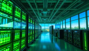 AI-driven crypto mining site featuring advanced technologies and renewable energy sources.