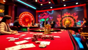 Players enjoying an exciting live dealer game experience at https://xx88.nl/ in a luxurious casino setting.