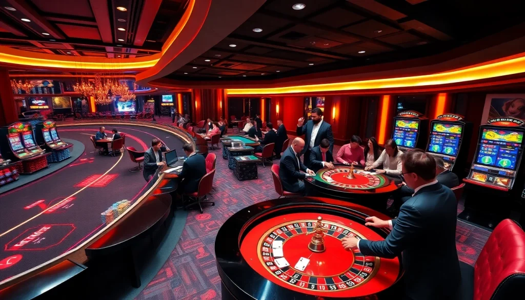 Experience the thrill of online gambling at https://rr88.gratis/ with players engaging around a vibrant roulette table.