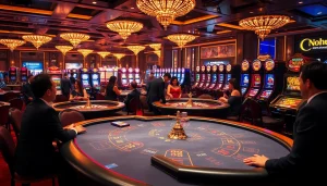 Players enjoying a thrilling casino experience at Nohu-themed tables with elegant designs and vibrant games.