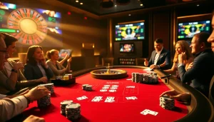 Players enjoying Baccarat at XX88 Casino, showcasing poker chips and a roulette wheel.