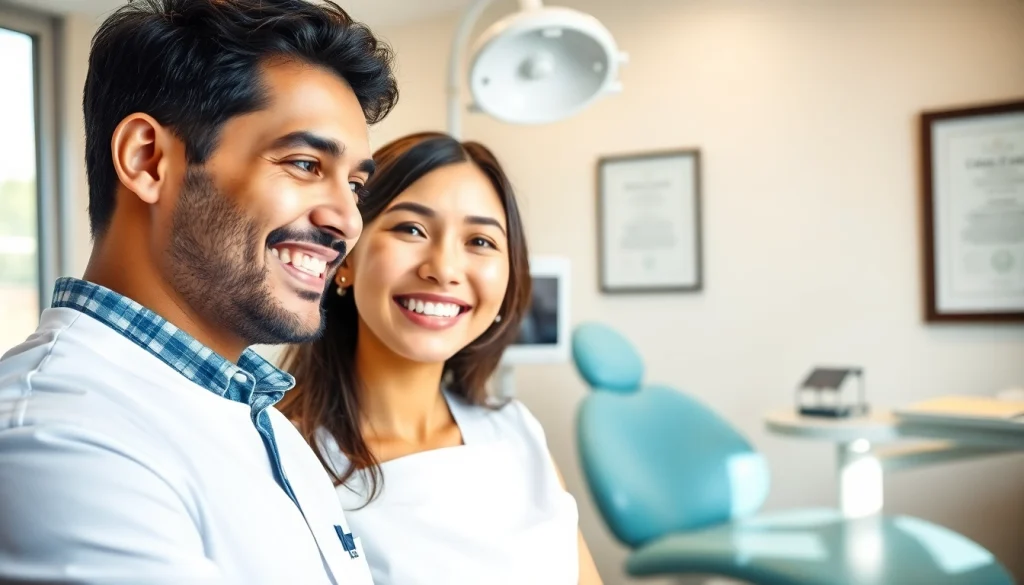 Dental implant malaysia price consultation between a dentist and a patient in a modern clinic.