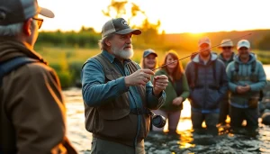 Join fly fishing lessons near me with an expert instructor sharing tips by the riverside.