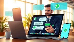 Learn What is a CRM for WhatsApp by illustrating interactions in a professional workspace.