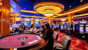 Experience excitement and luxury at Fun88 gaming tables with vibrant action and lavish decor.
