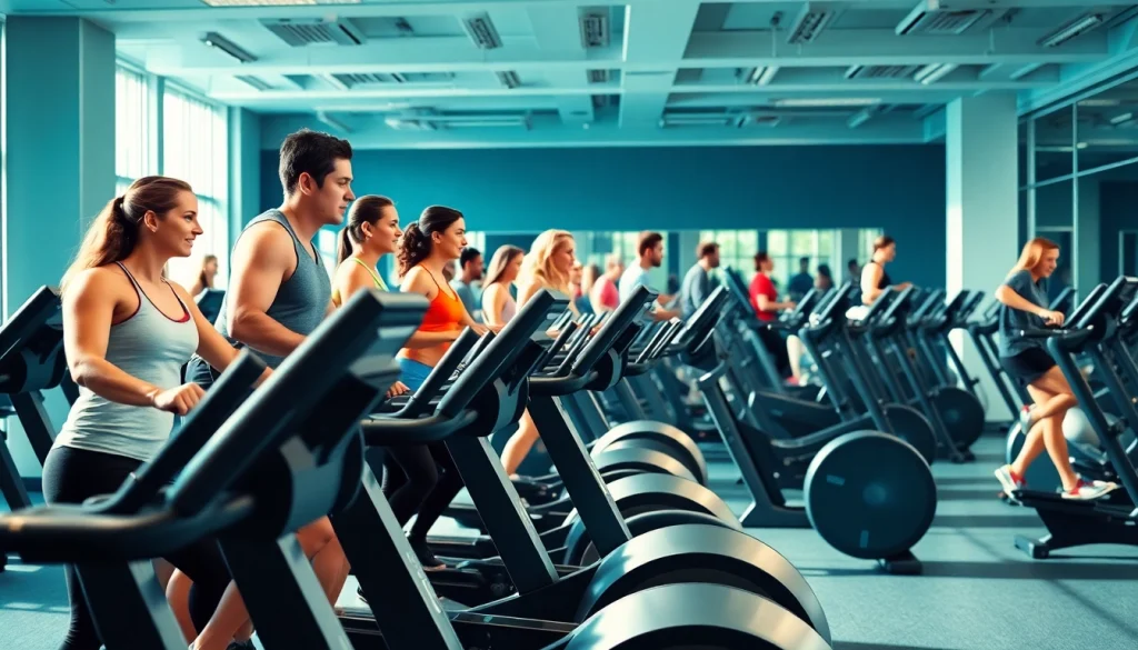 Elliptical machine manufacturer showcasing a diverse group exercising with modern fitness equipment.