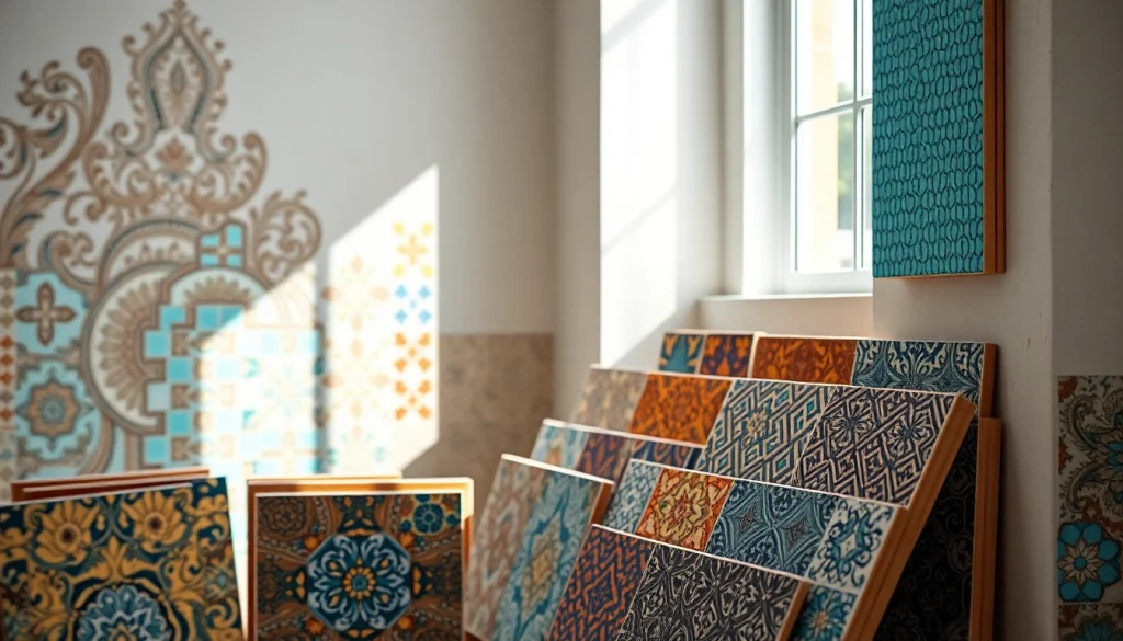 Des carreaux de zellige époustouflants présentant des couleurs vibrantes et des motifs complexes dans un cadre moderne et élégant.