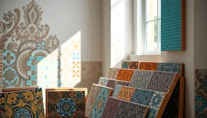 Des carreaux de zellige époustouflants présentant des couleurs vibrantes et des motifs complexes dans un cadre moderne et élégant.