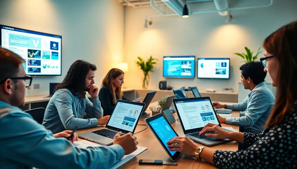 Professional web design studio showcasing innovative thiết kế web solutions with team collaboration.