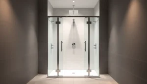 Schönes Badezimmer mit sonni Duschkabine 80x80 und eleganten Glasflächen.