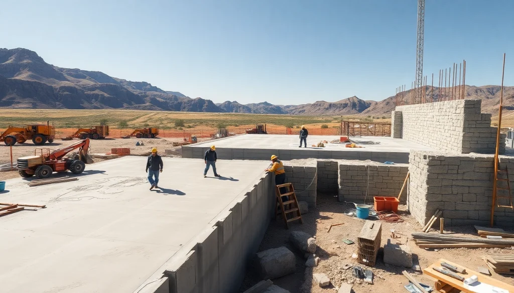 Construction association Wyoming highlights teamwork and innovation at a building site.
